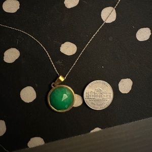 Green Jadeite Pendant 18k gold plated, chain not included.